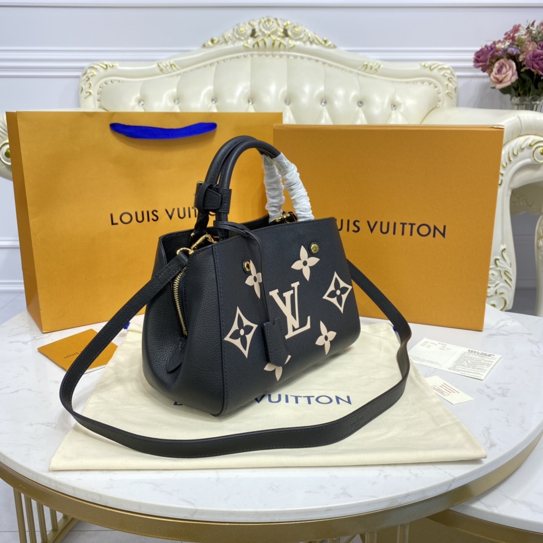 Louis Vuitton MONTAIGNE BB Handbag Monogram Empreinte M45778 Black/Beige 